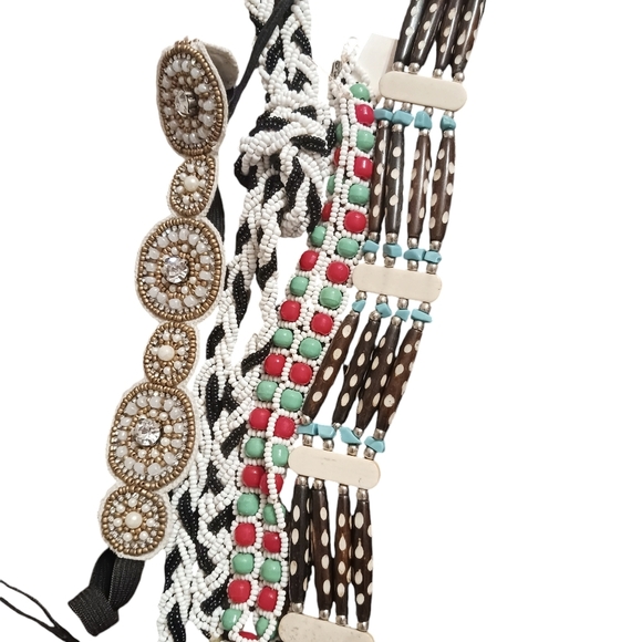 Mixed Lot of 4 Vintage BOHO Beaded Necklaces Colorful Native Headband + Chokers - Picture 1 of 5